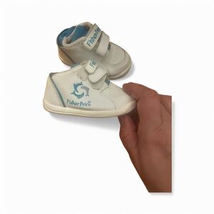 Vintage Fisher-Price White and Light Blue Baby Shoes